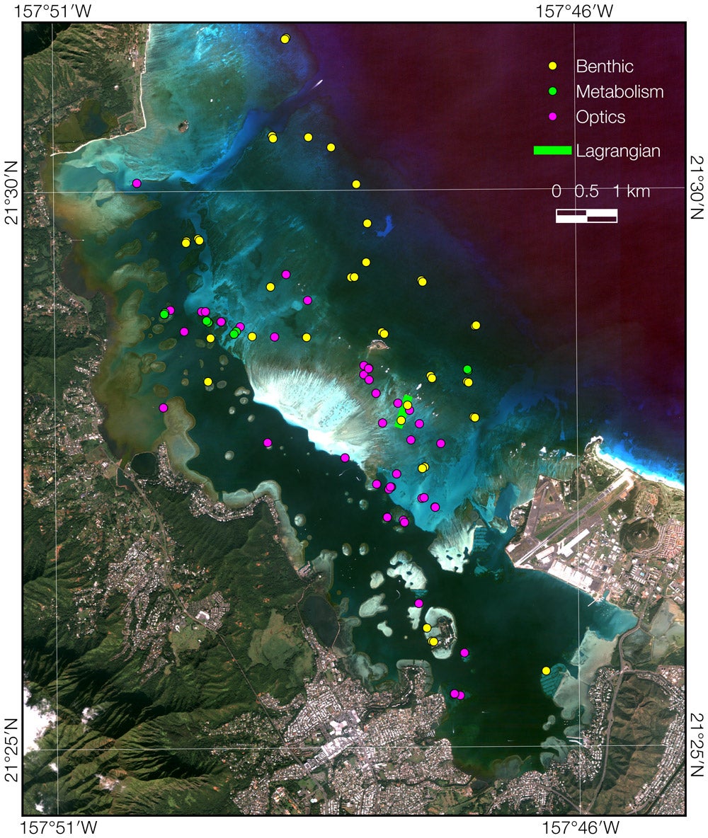 Validation points in Kaneohe Bay, Hawaii.