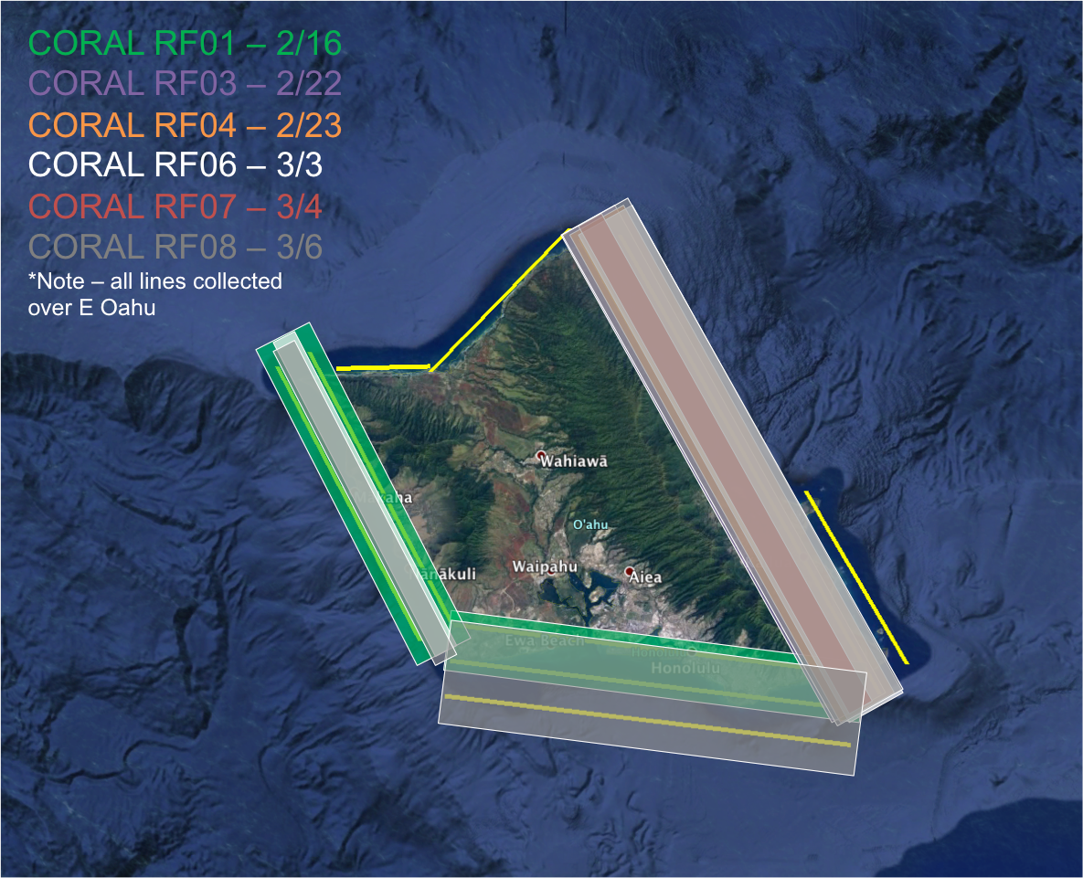 CORAL flight lines on Oahu Hawaii