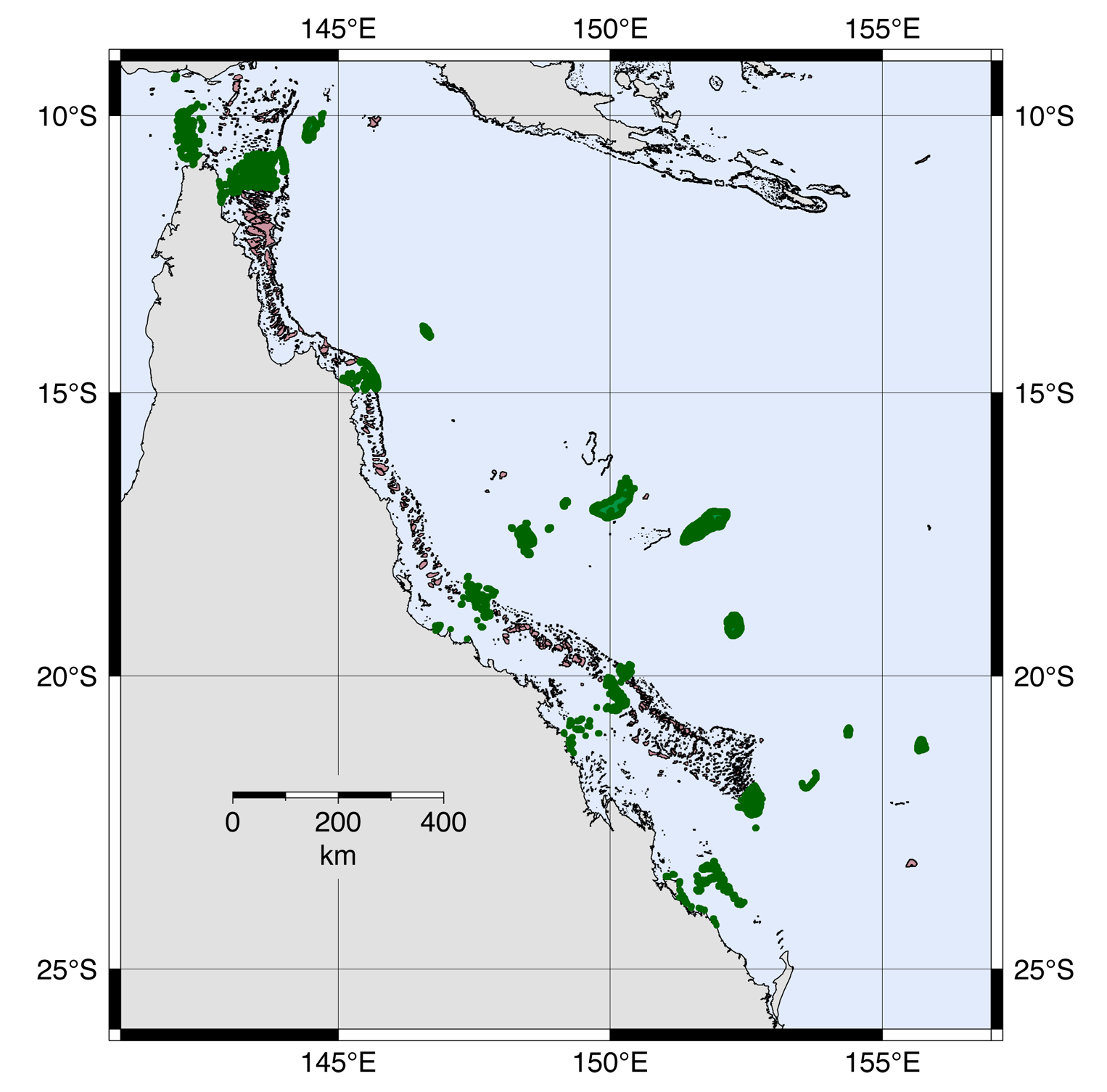 study locations on the Great Barrier Reef