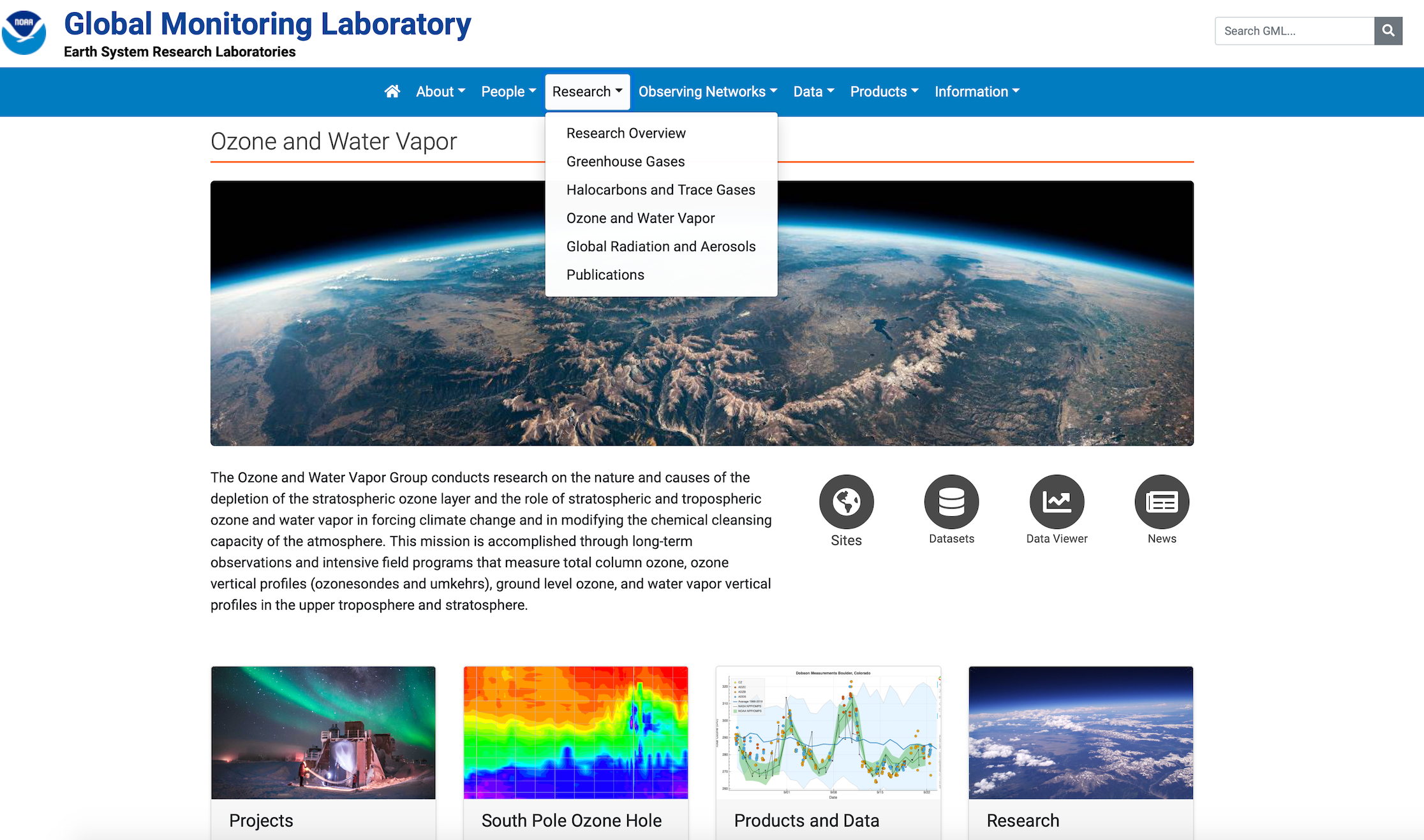 Research Tab for Water Vapour module