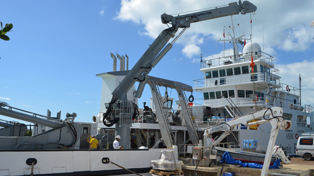 the back deck of the research vessel Atlantic Explorer