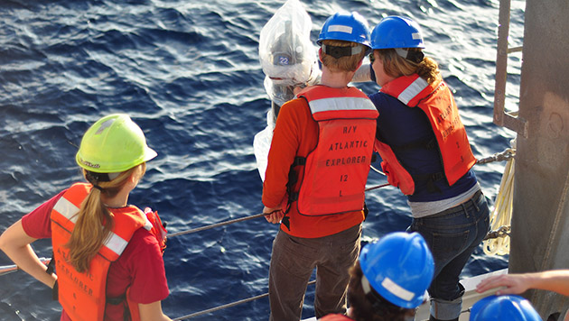 Scientists work aboard the BIOS research vessel Atlantic Explorer