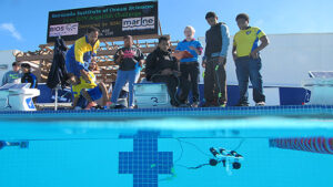 students test their underwater robots as part of the annual ROV challenge